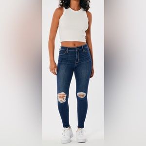 NWT Hollister High-Rise Jean Leggings Dark Ripped Wash
